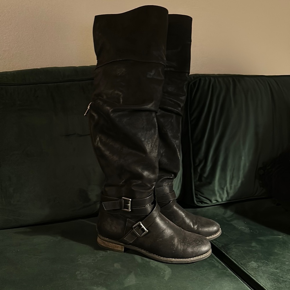 Knee length black boots